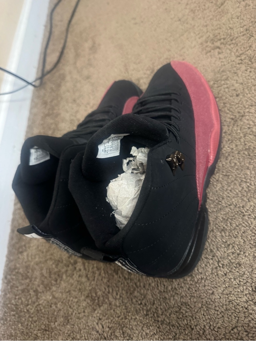 Jordan Men's Black and Pink High-Top Sneakers